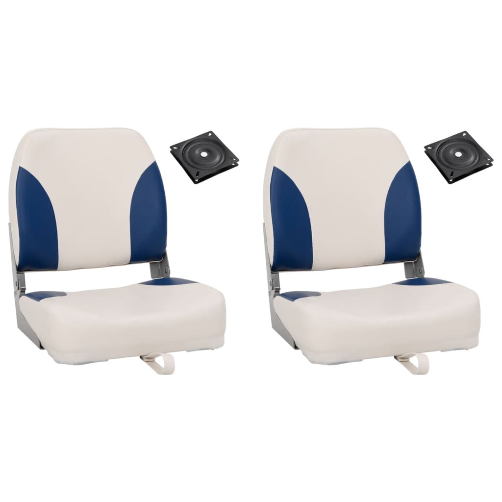 vidaXL 4-dijelni set sklopivih sjedala za brod i plavo-bijeli jastuk