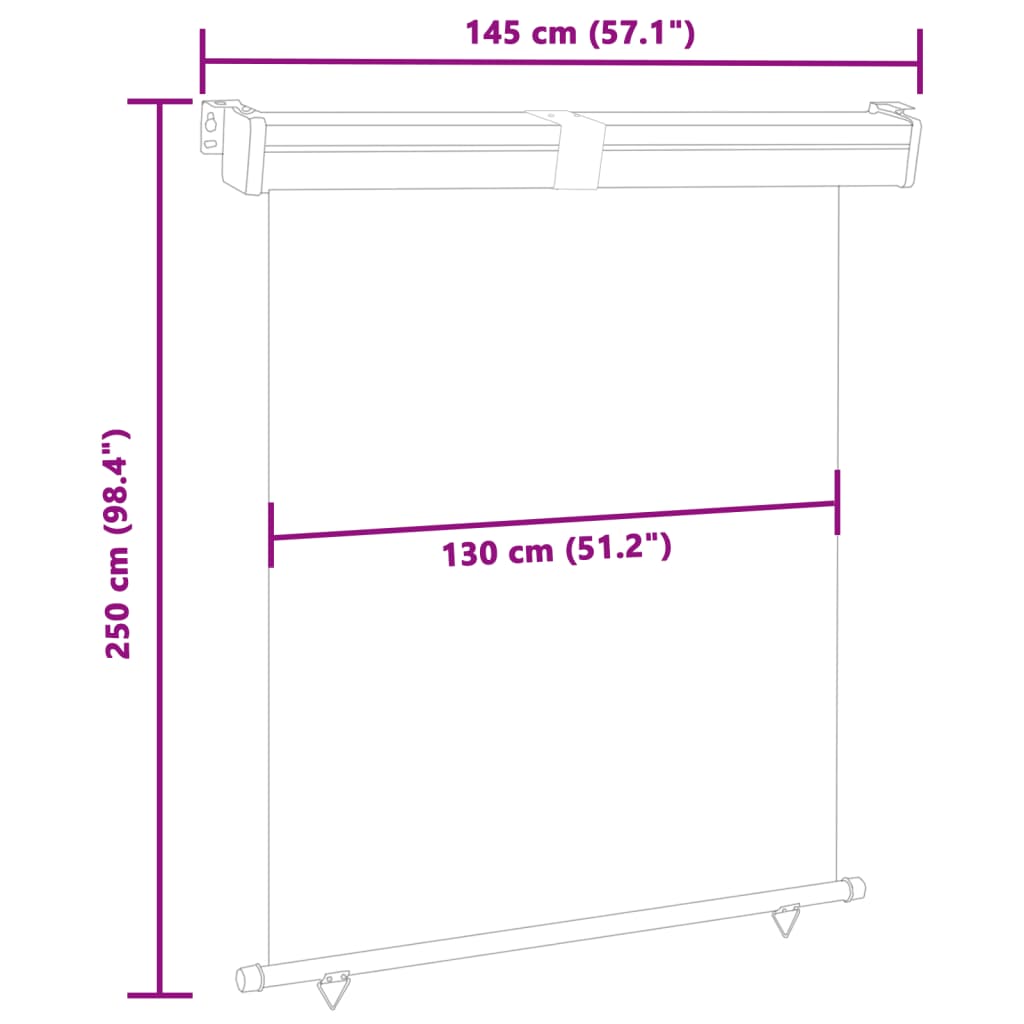 vidaXL Balkonska bočna tenda 140 x 250 cm crvena