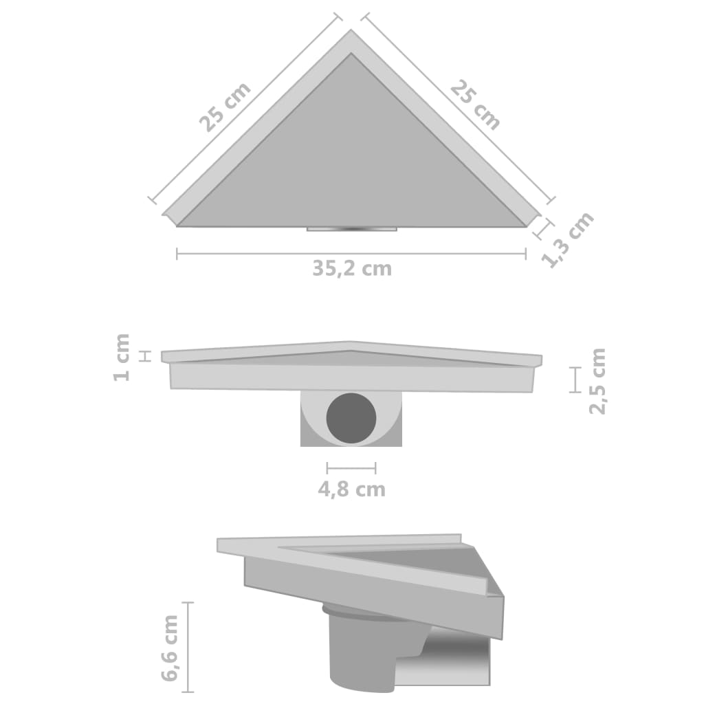 vidaXL Odvod za tuš s 2-u-1 poklopcem 25 x 25 cm nehrđajući čelik