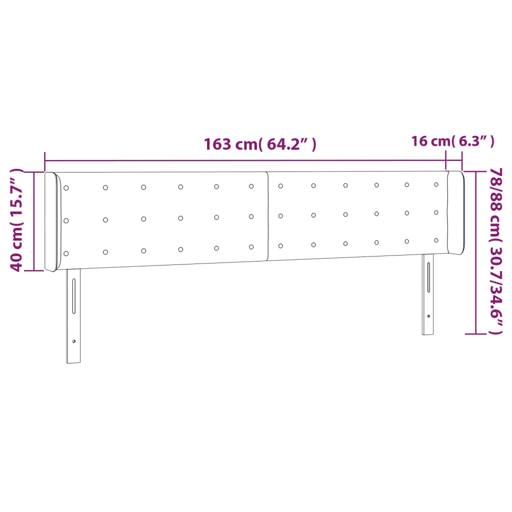 vidaXL Uzglavlje s ušima crno 163x16x78/88 cm od umjetne kože