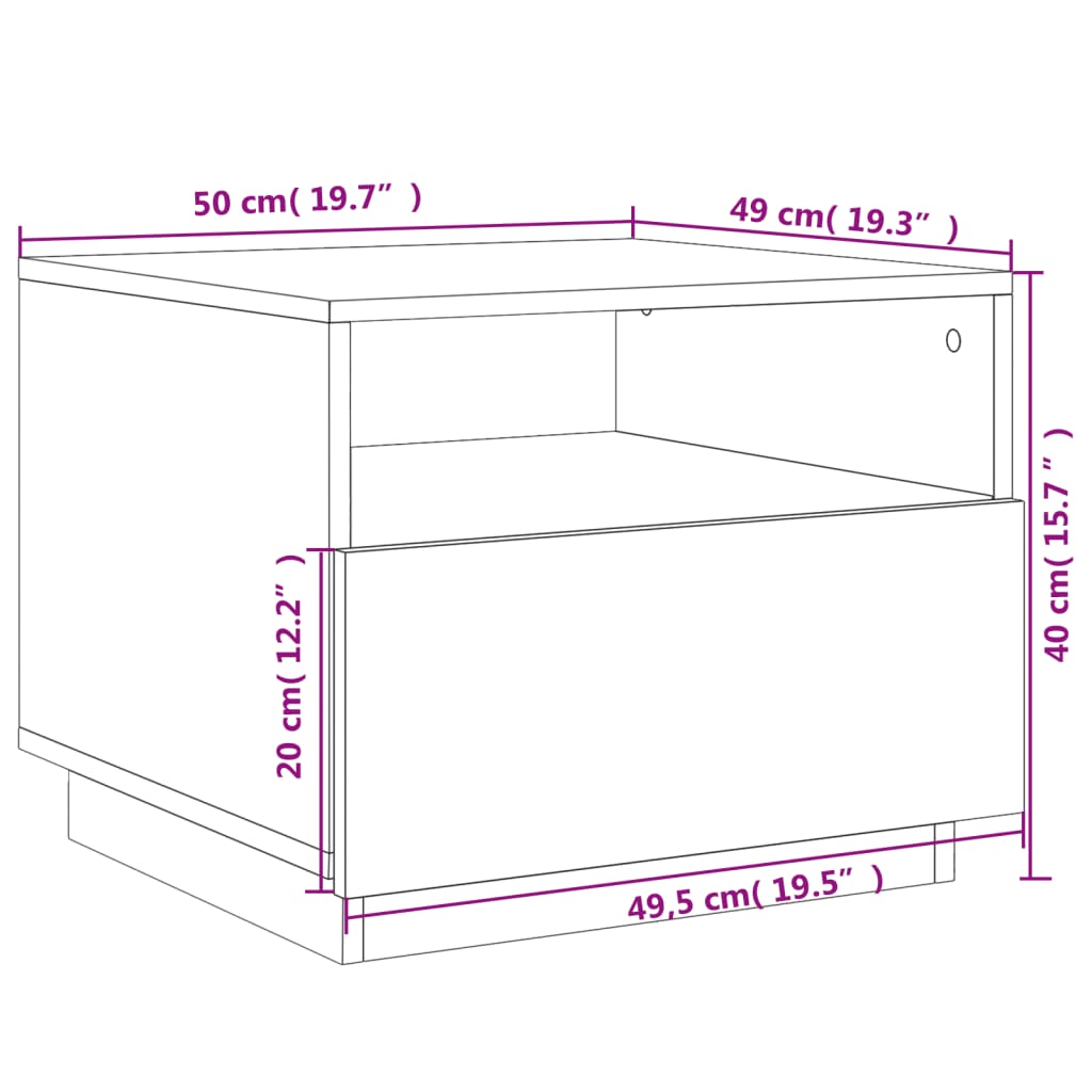 vidaXL Stolić za kavu s LED svjetlima bijeli 50 x 49 x 40 cm