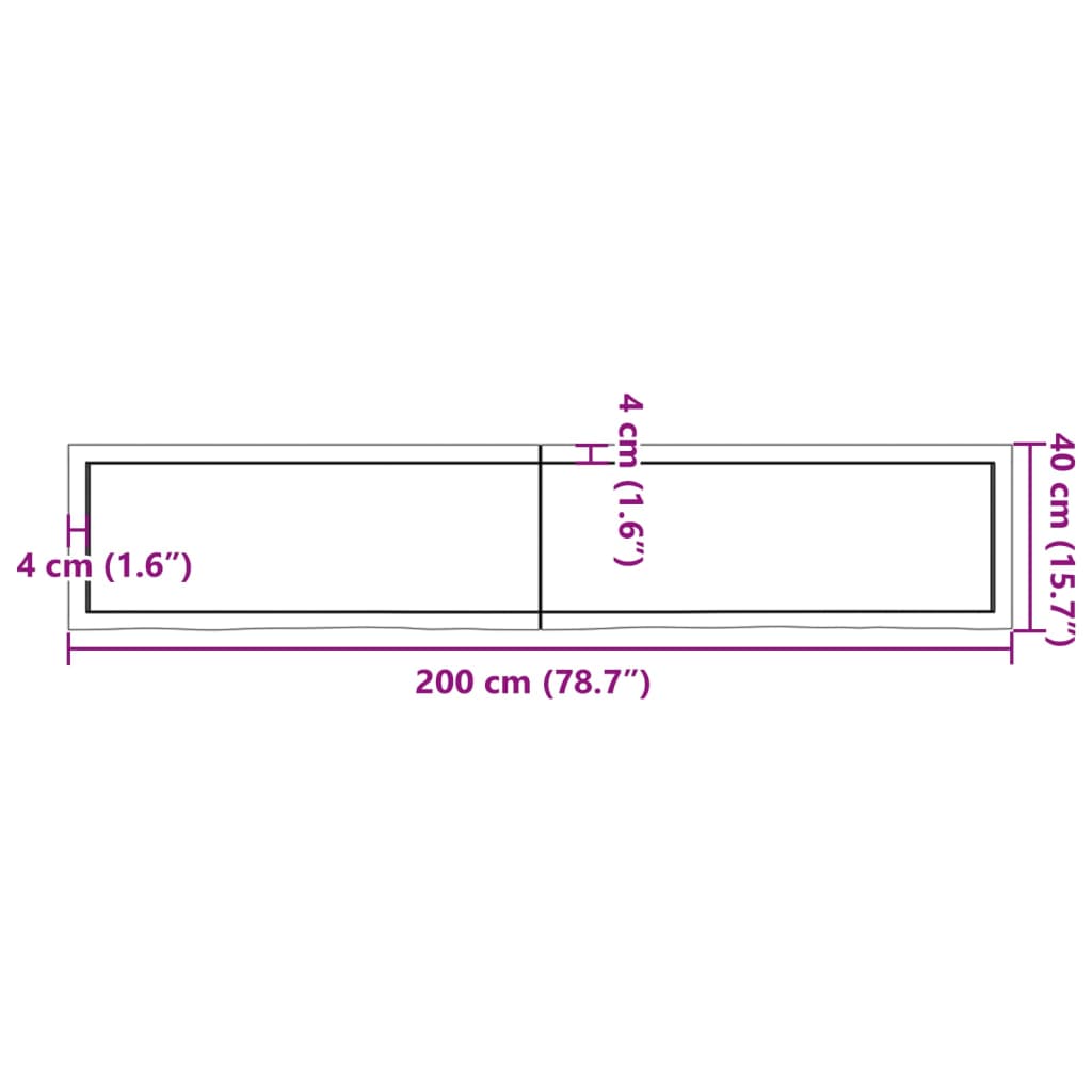 vidaXL Stolna ploča 200x40x(2-4) cm od netretirane masivne hrastovine