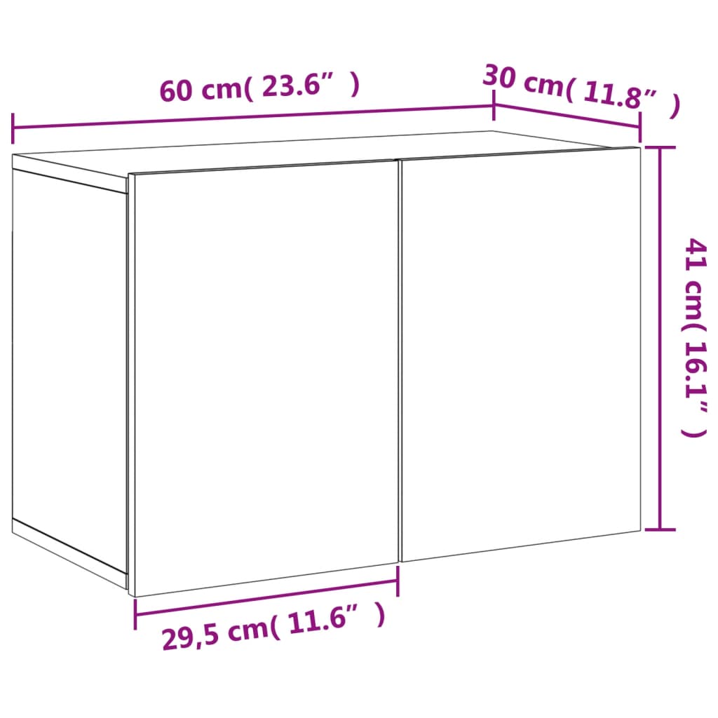 vidaXL Zidni TV ormarić boja hrasta sonome 60x30x41 cm