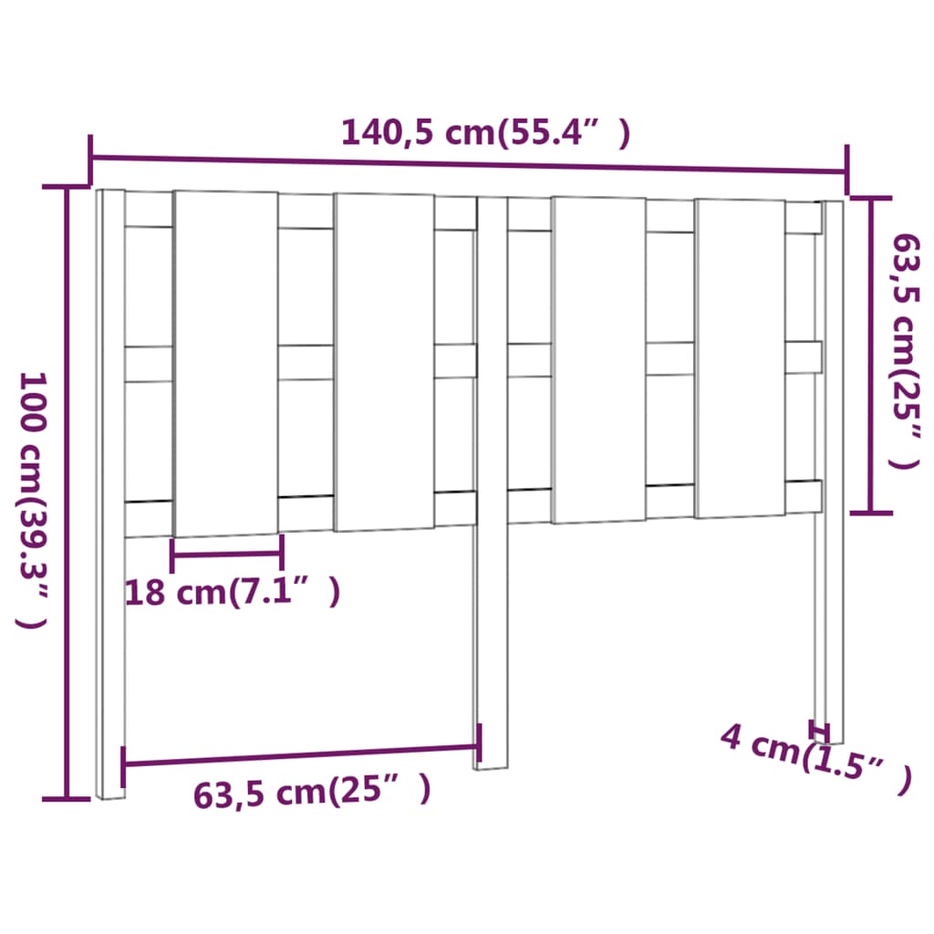 vidaXL Uzglavlje za krevet boja meda 140,5x4x100 cm masivna borovina