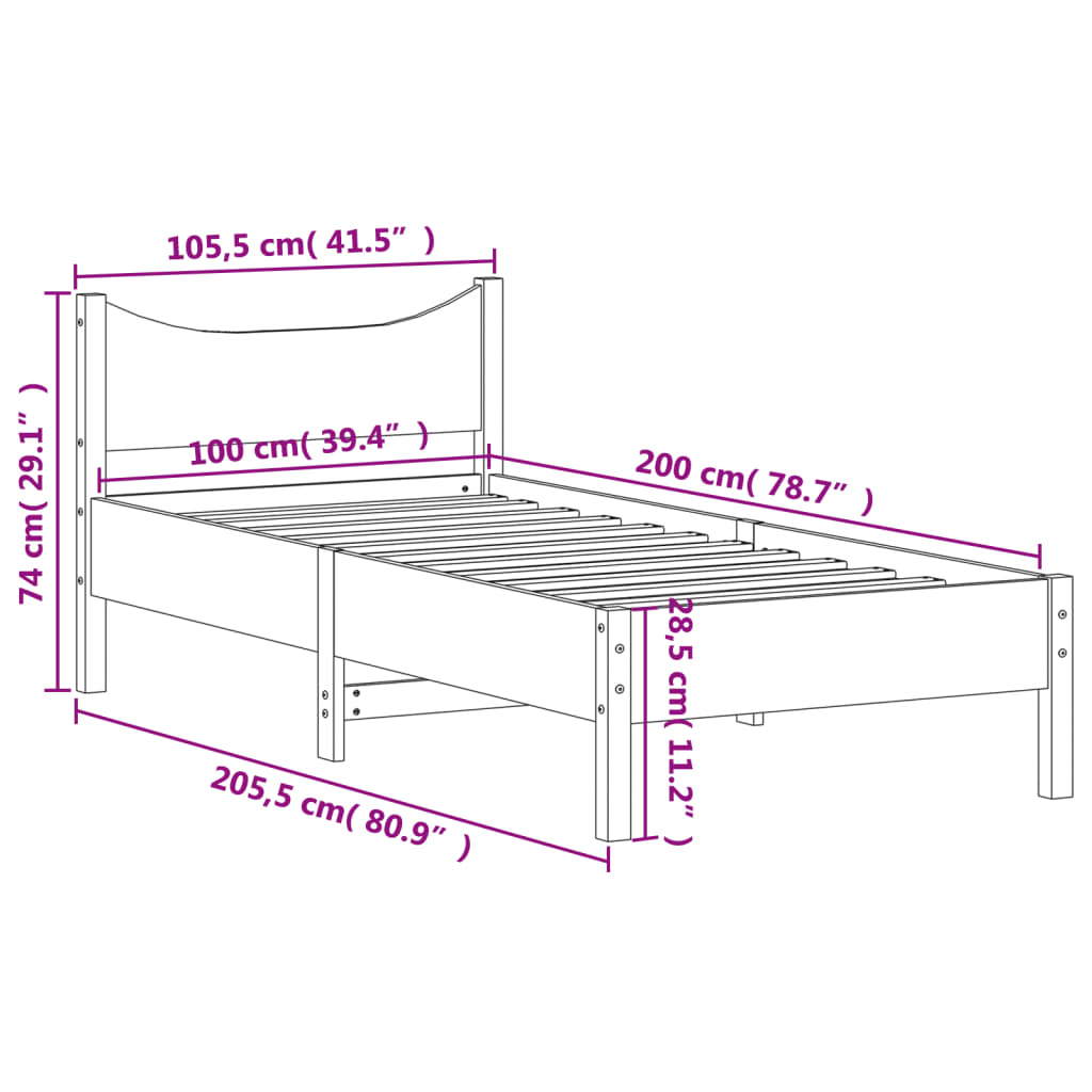 vidaXL Okvir kreveta bez madraca 100x200 cm konstruirano drvo