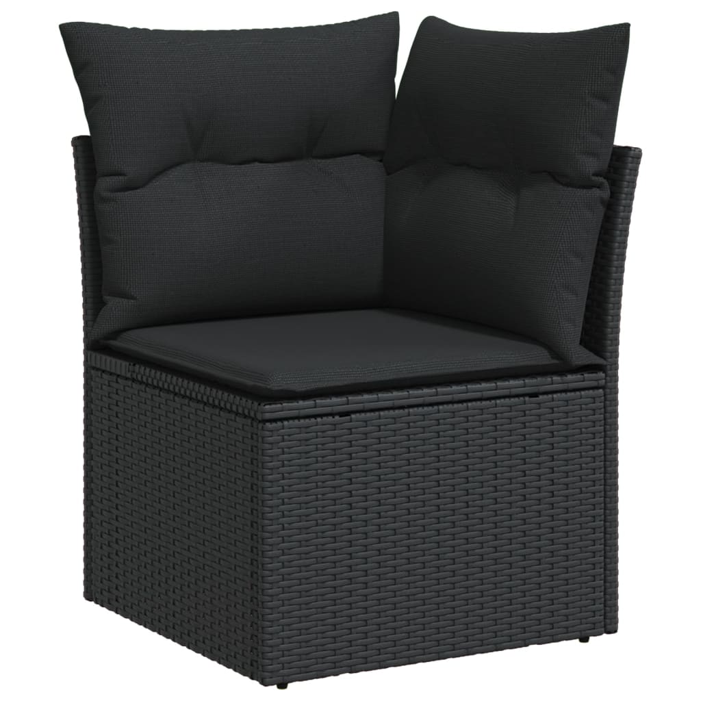 vidaXL 9-dijelni set vrtnih sofa s jastucima crni od poliratana