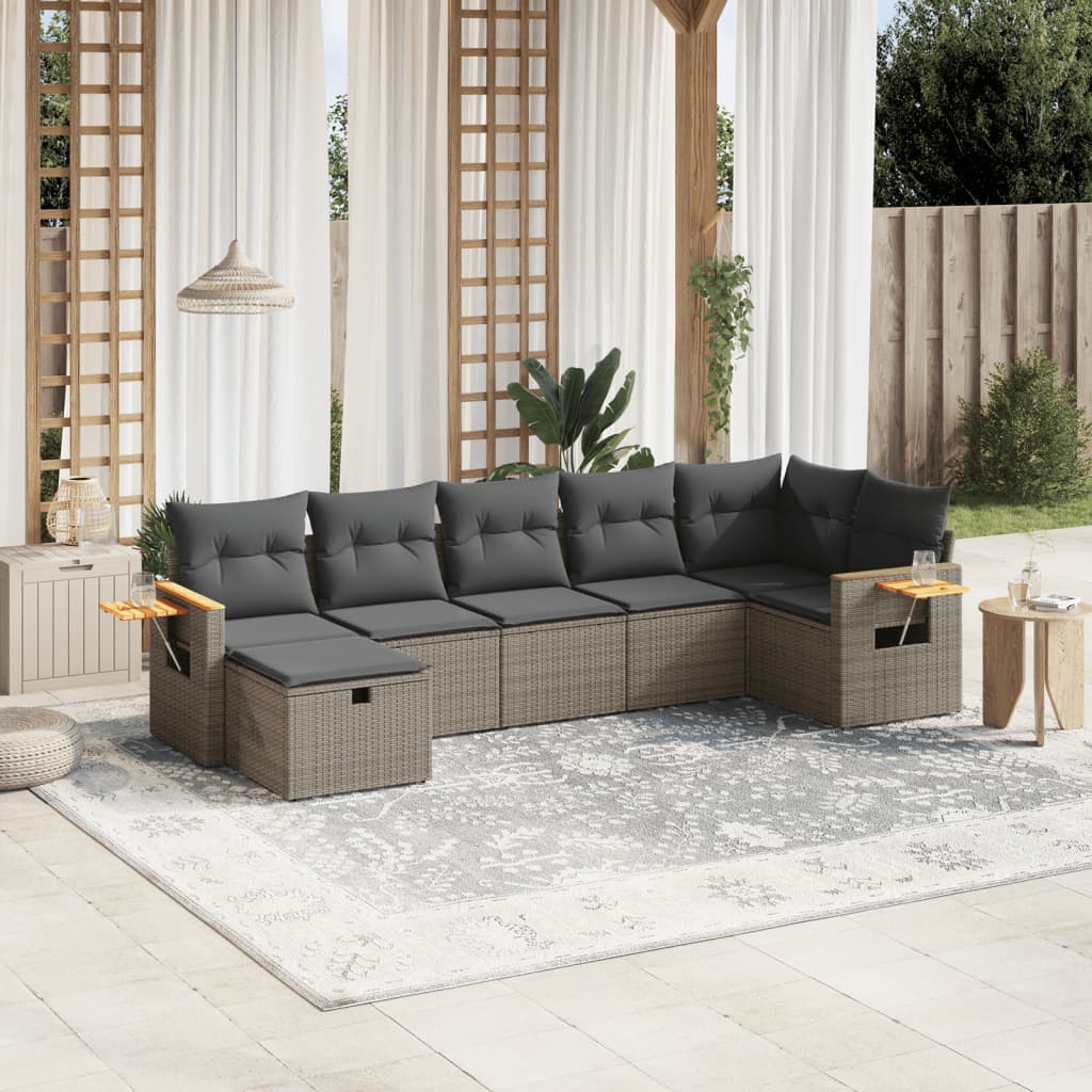 vidaXL 7-dijelni set vrtnih sofa sivi od poliratana