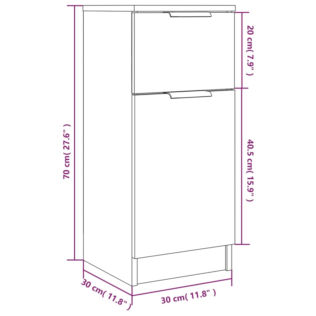 vidaXL Komode bijele 30 x 30 x 70 cm od konstruiranog drva