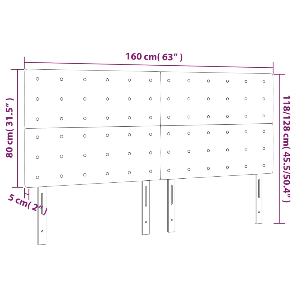 vidaXL Uzglavlja 4 kom svjetlosivi 80x5x78/88 cm od tkanine