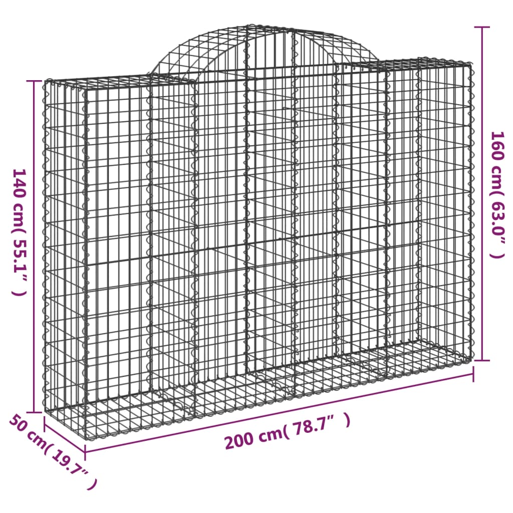 vidaXL Lučne gabionske košare 15kom 200x50x140/160cm pocinčano željezo