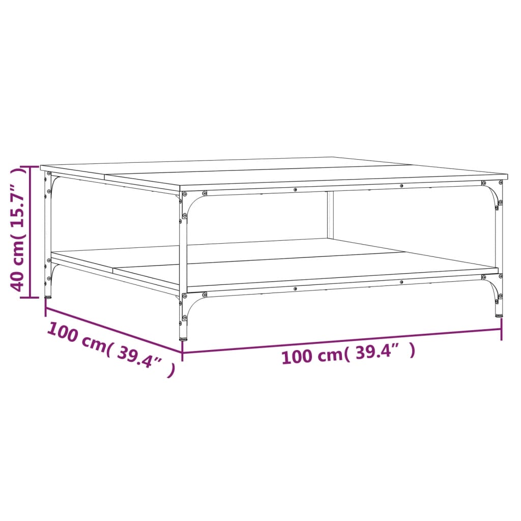 vidaXL Stolić za kavu crni 100 x 100 x 40 cm od konstruiranog drva