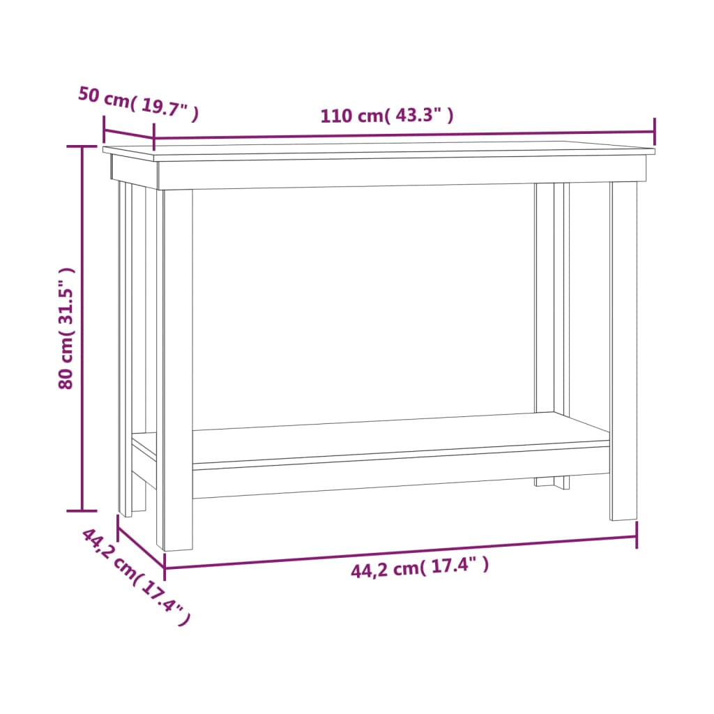 vidaXL Radni stol boja meda 110x50x80 cm od masivne borovine