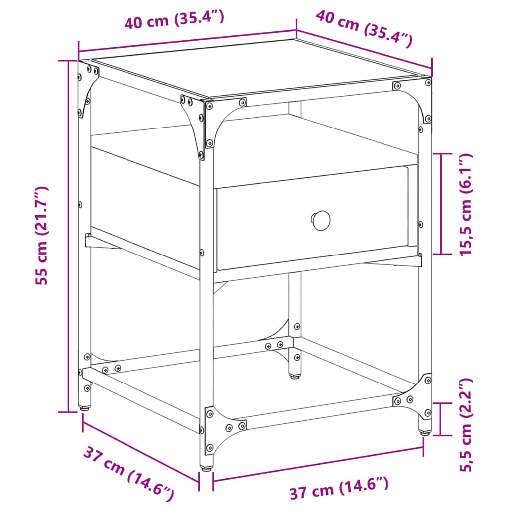 vidaXL Noćni ormarići 2 kom crni 40 x 40 x 55 cm od konstruiranog drva