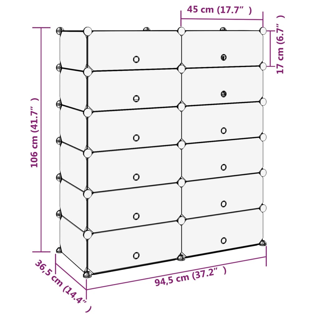 vidaXL Stalak za cipele prozirni 94,5 x 36,5 x 106 cm PP