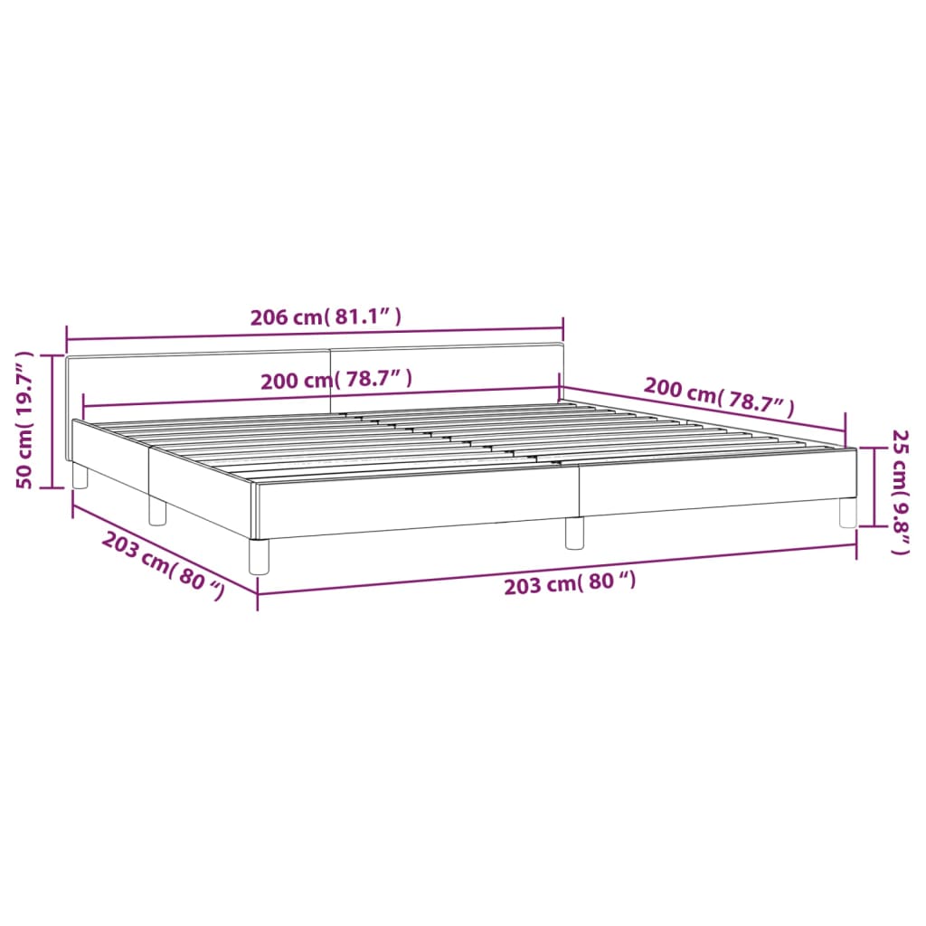 vidaXL Okvir za krevet bez madraca krem 200x200 cm od tkanine