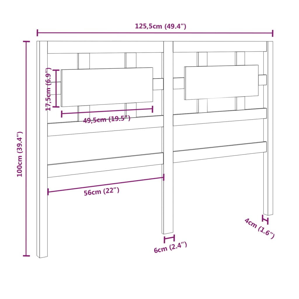 vidaXL Uzglavlje za krevet boja meda 125,5x4x100 cm masivna borovina