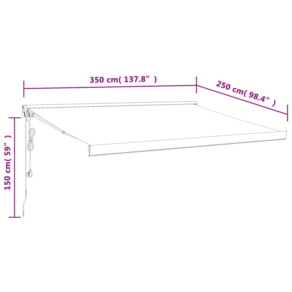 vidaXL Tenda na uvlačenje antracit 3,5 x 2,5 m od tkanine i aluminija