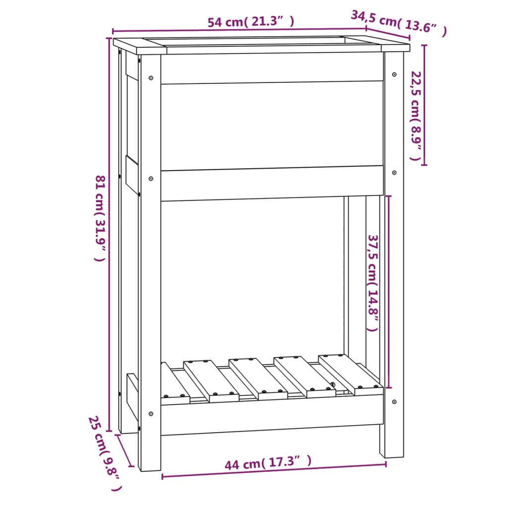 vidaXL Sadilica s policom 54 x 34,5 x 81 cm od masivne borovine