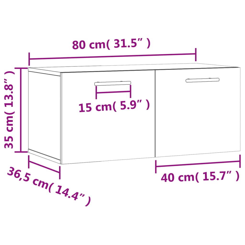 vidaXL Zidni ormarić crni 80 x 36,5 x 35 cm od konstruiranog drva