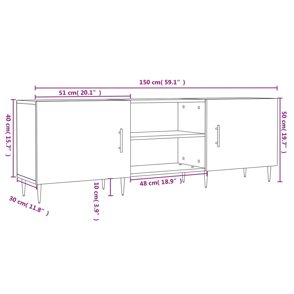 vidaXL TV ormarić boja betona 150x30x50 cm od konstruiranog drva