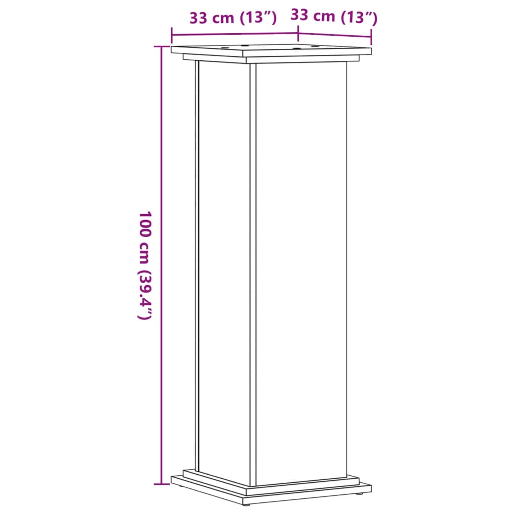 vidaXL Stalak za biljke boja hrasta 33 x 33 x 100 cm konstruirano drvo