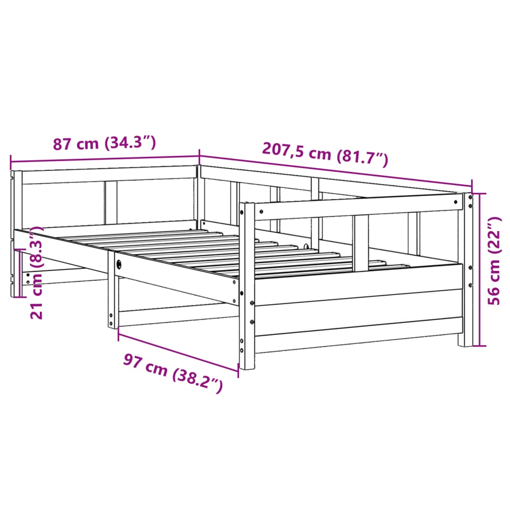 vidaXL Dnevni krevet bez madraca bijeli 80 x 200 cm masivna borovina