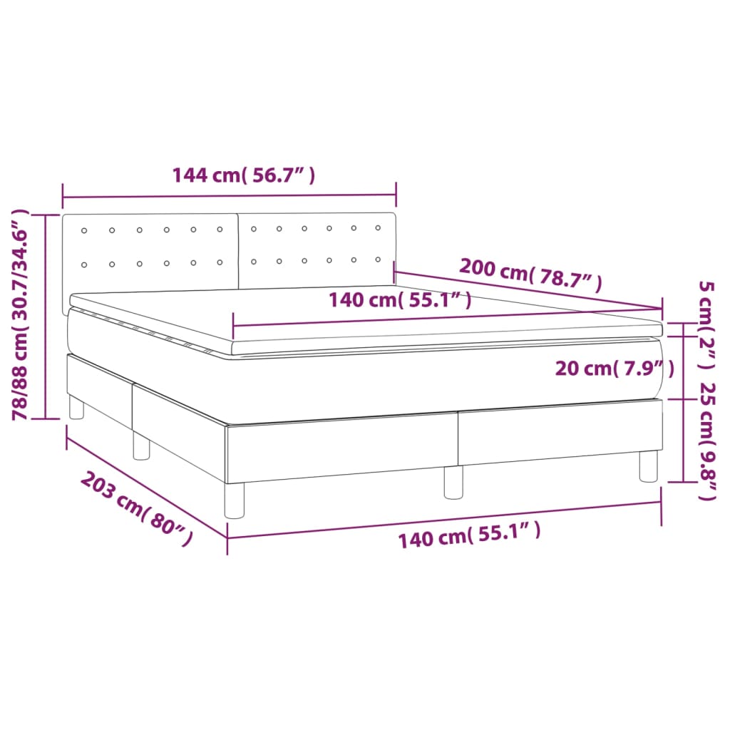 vidaXL Krevet box spring s madracem svjetlosivi 140x200 cm od tkanine