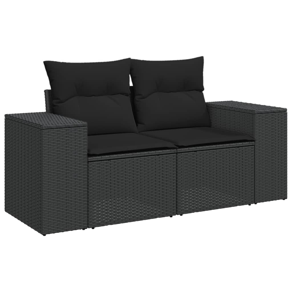 vidaXL 9-dijelni set vrtnih sofa s jastucima crni od poliratana