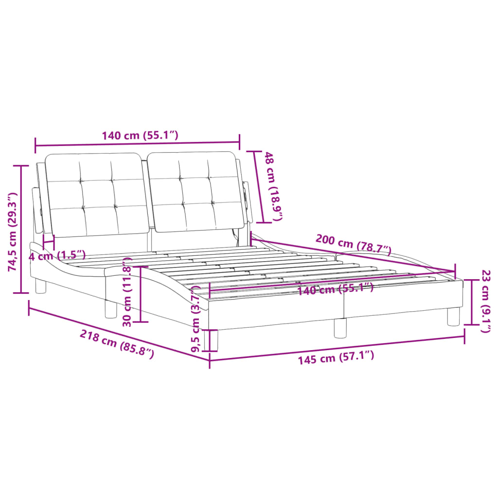 vidaXL Okvir za krevet s uzglavljem bijeli 140x200 cm od umjetne kože