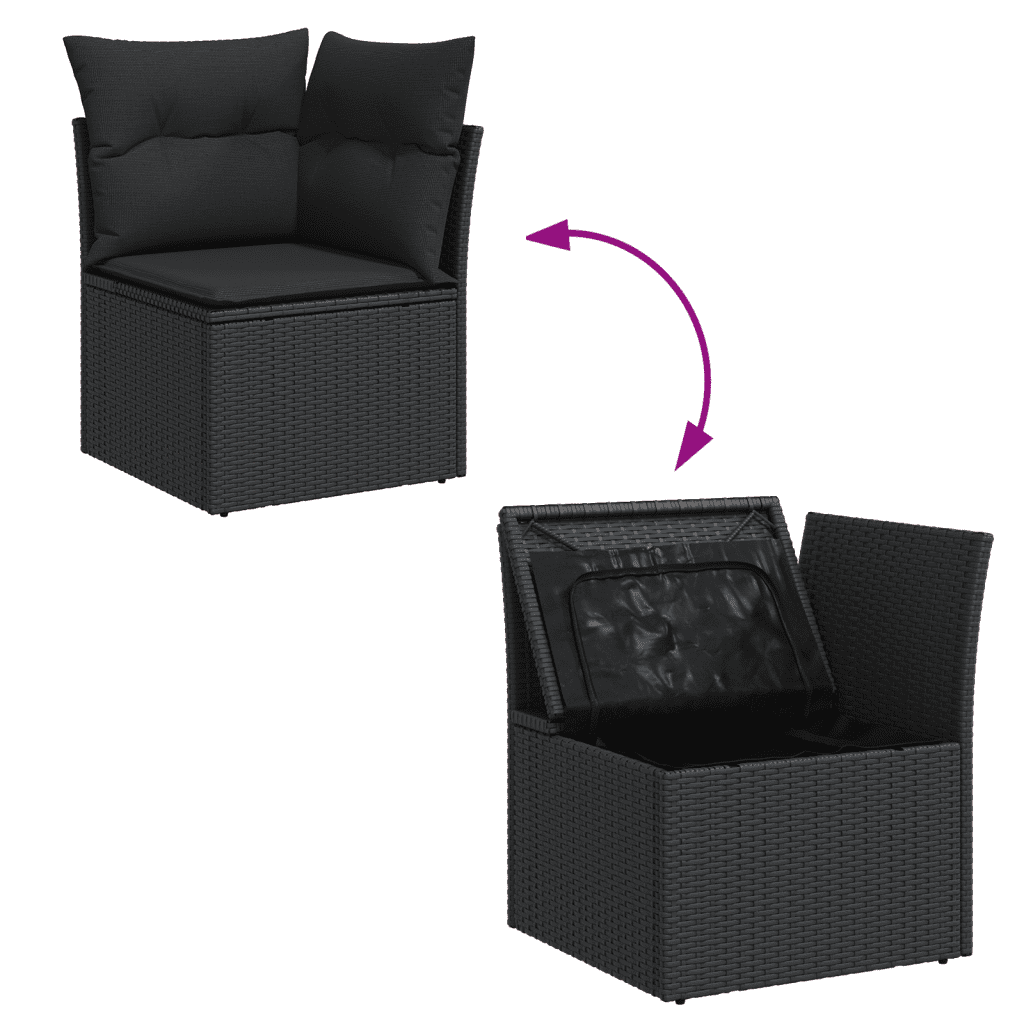 vidaXL 8-dijelni set vrtnih sofa od poliratana s jastucima crni