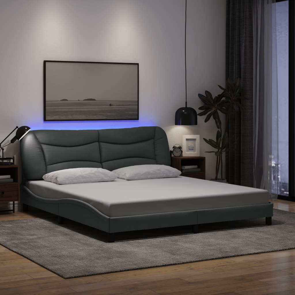 vidaXL Okvir kreveta s LED svjetlima svjetlosivi 180x200 cm od tkanine