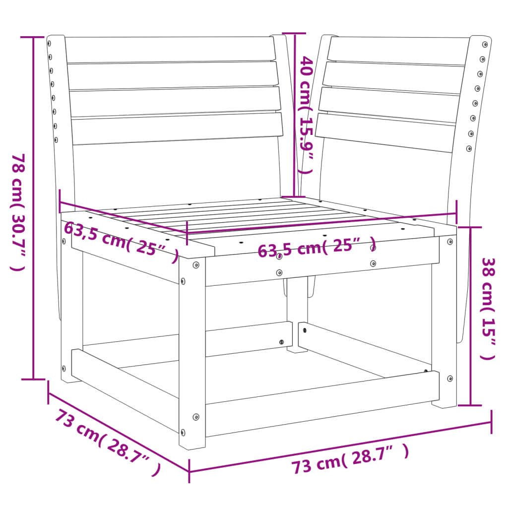 vidaXL Kutna vrtna sofa 73 x 73 x 78 cm od masivnog drva duglazije