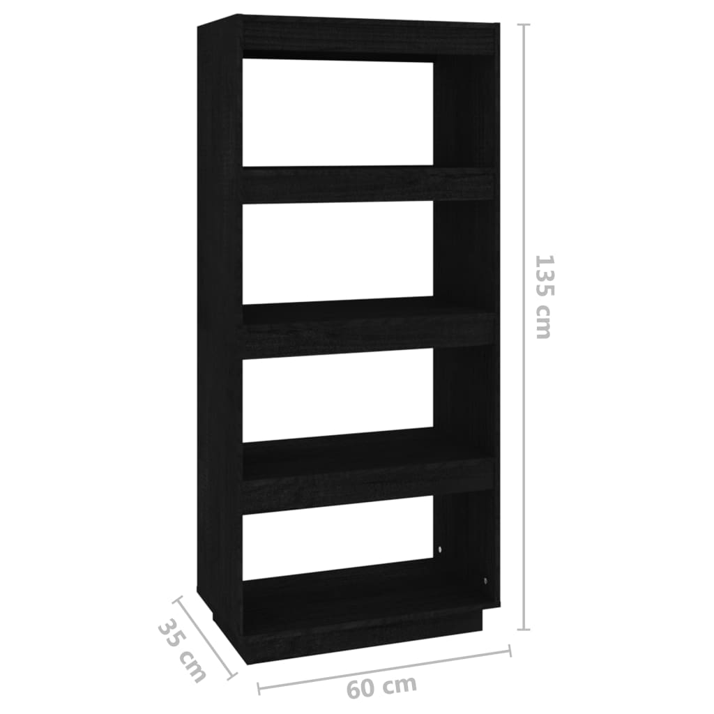 vidaXL Ormarić za knjige / sobna pregrada crni 60x35x135 cm borovina