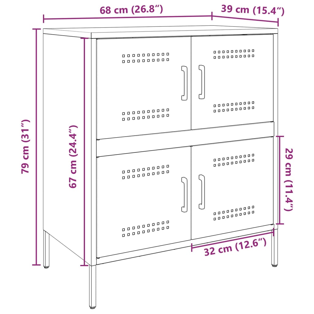 vidaXL Komoda antracit 68 x 39 x 79 cm čelična