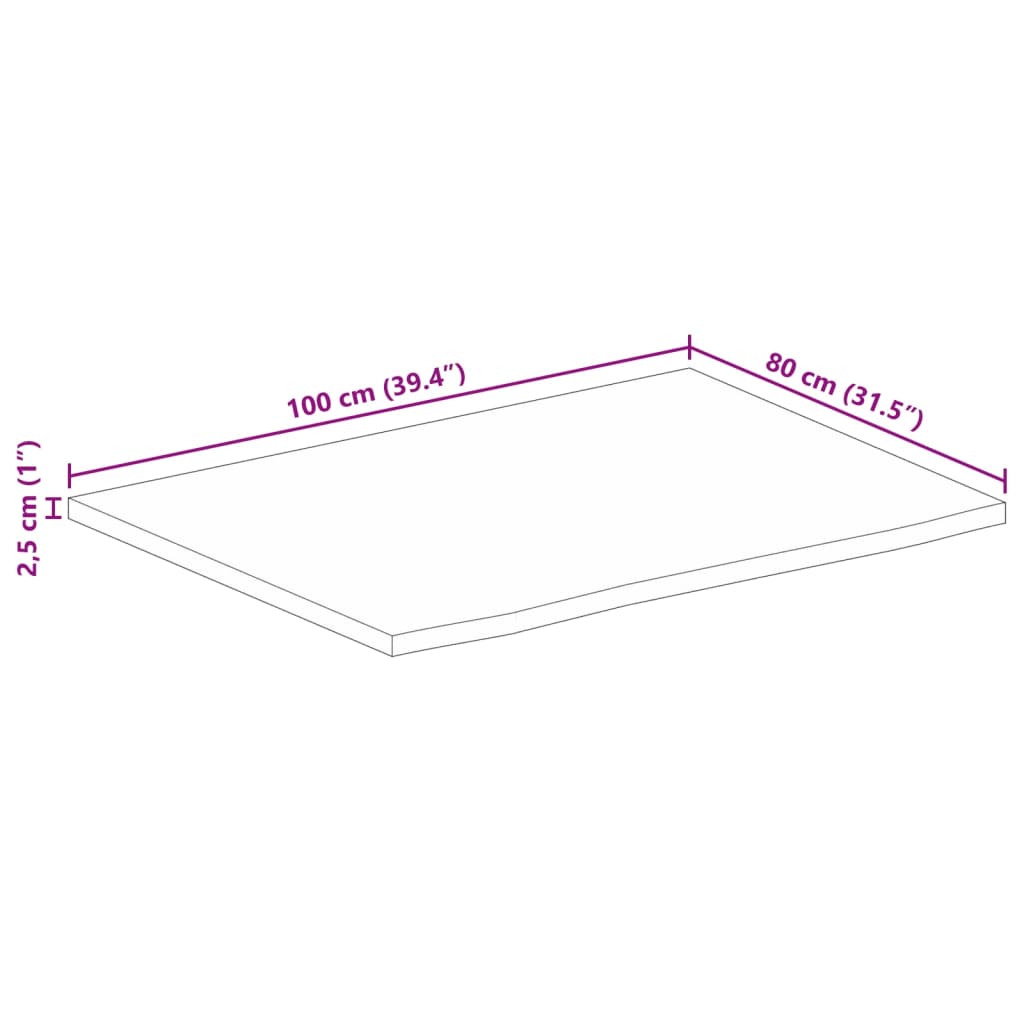 vidaXL Stolna ploča 100x80x2,5 cm masivno drvo manga sa živim rubom