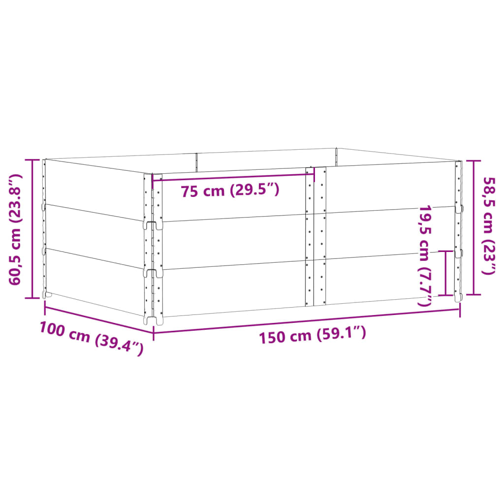 vidaXL Vrtna sadilica crna 150x100 cm od masivne borovine