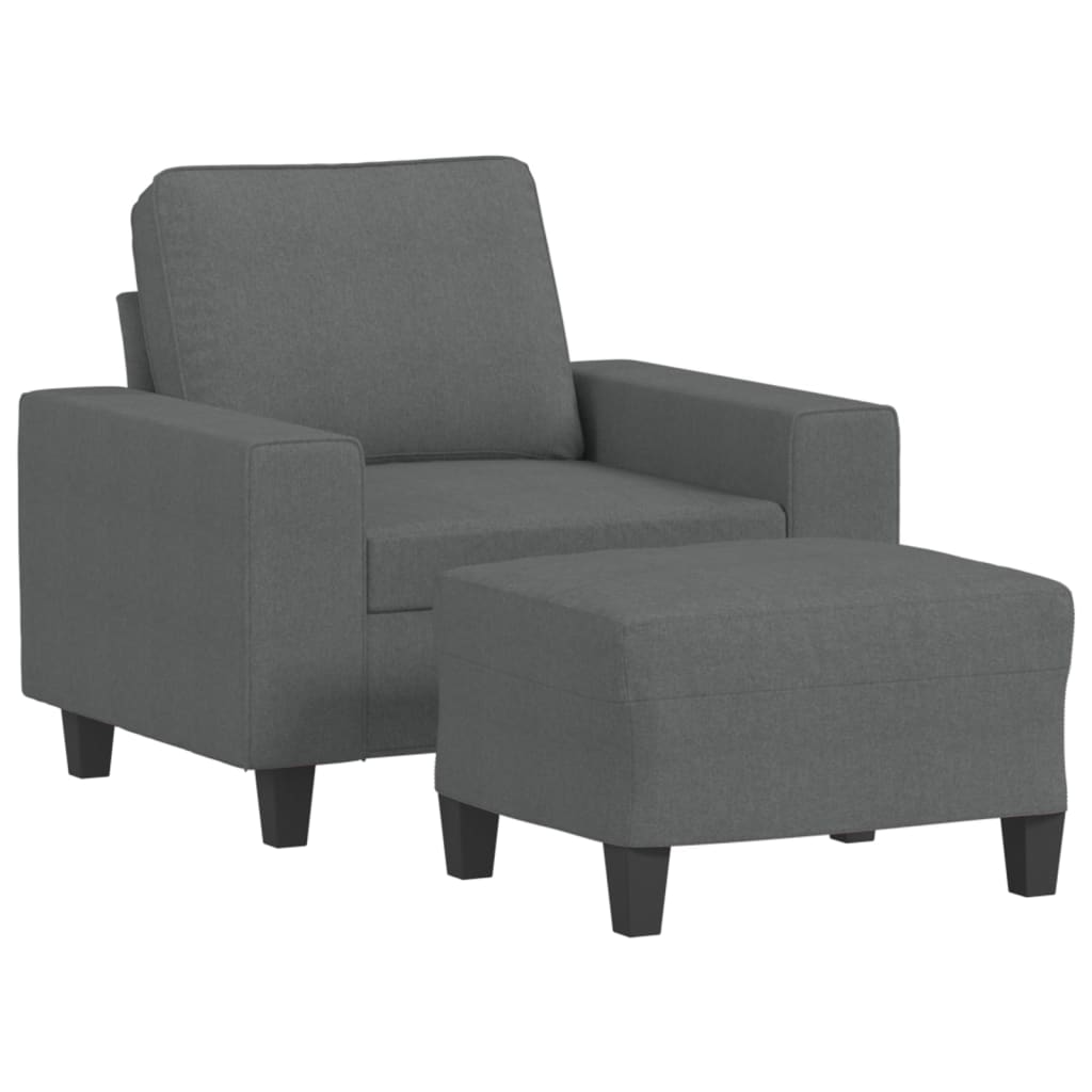 vidaXL Fotelja s tabureom tamnosiva 60 cm od tkanine