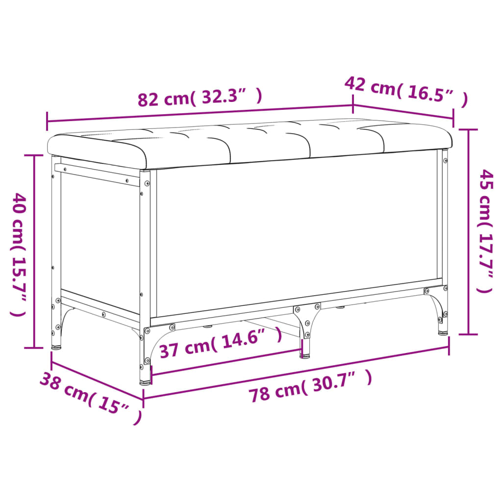 vidaXL Klupa za pohranu boja hrasta 82x42x45 cm od konstruiranog drva