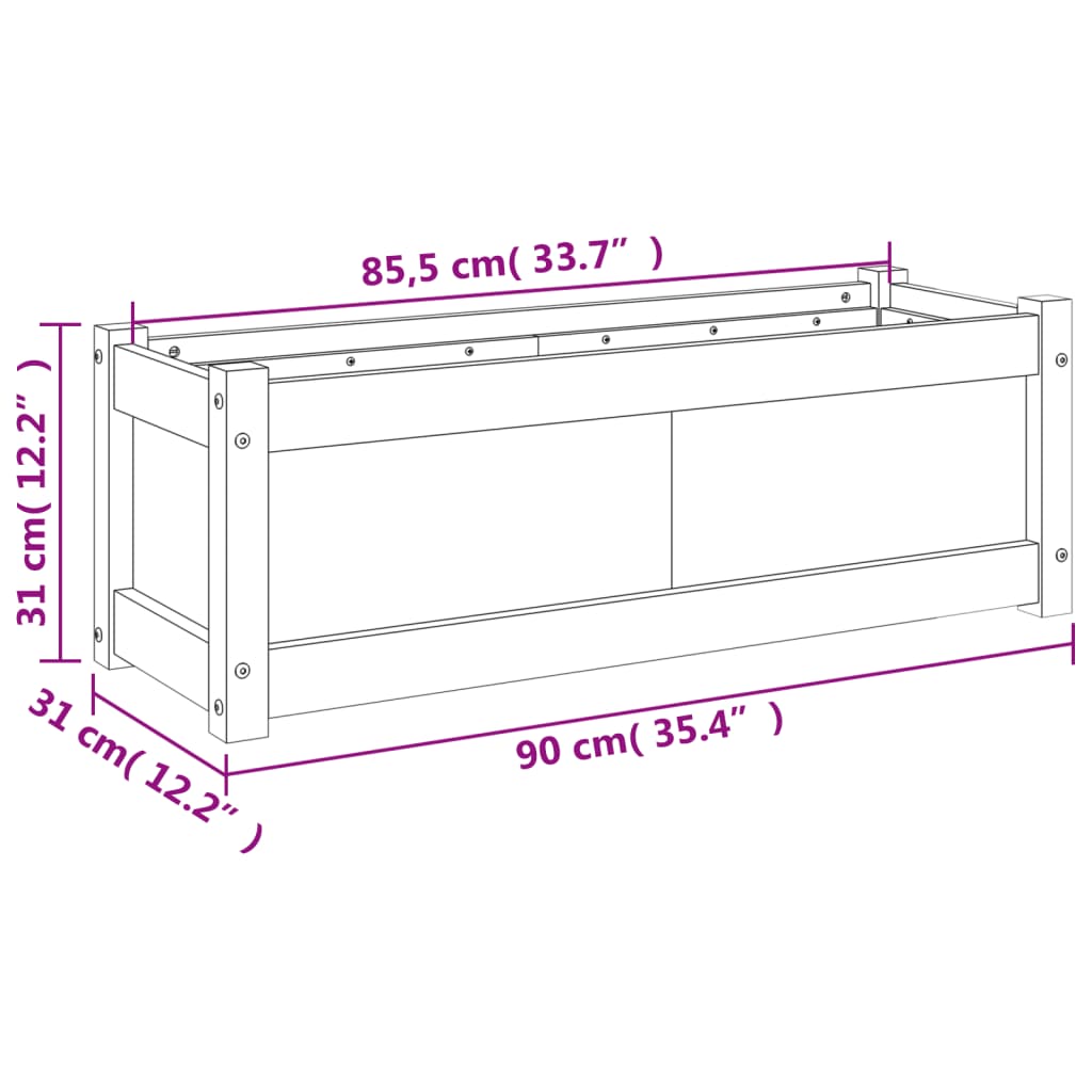 vidaXL Vrtna sadilica voštano smeđe boje 90 x 31 x 31 cm od borovine