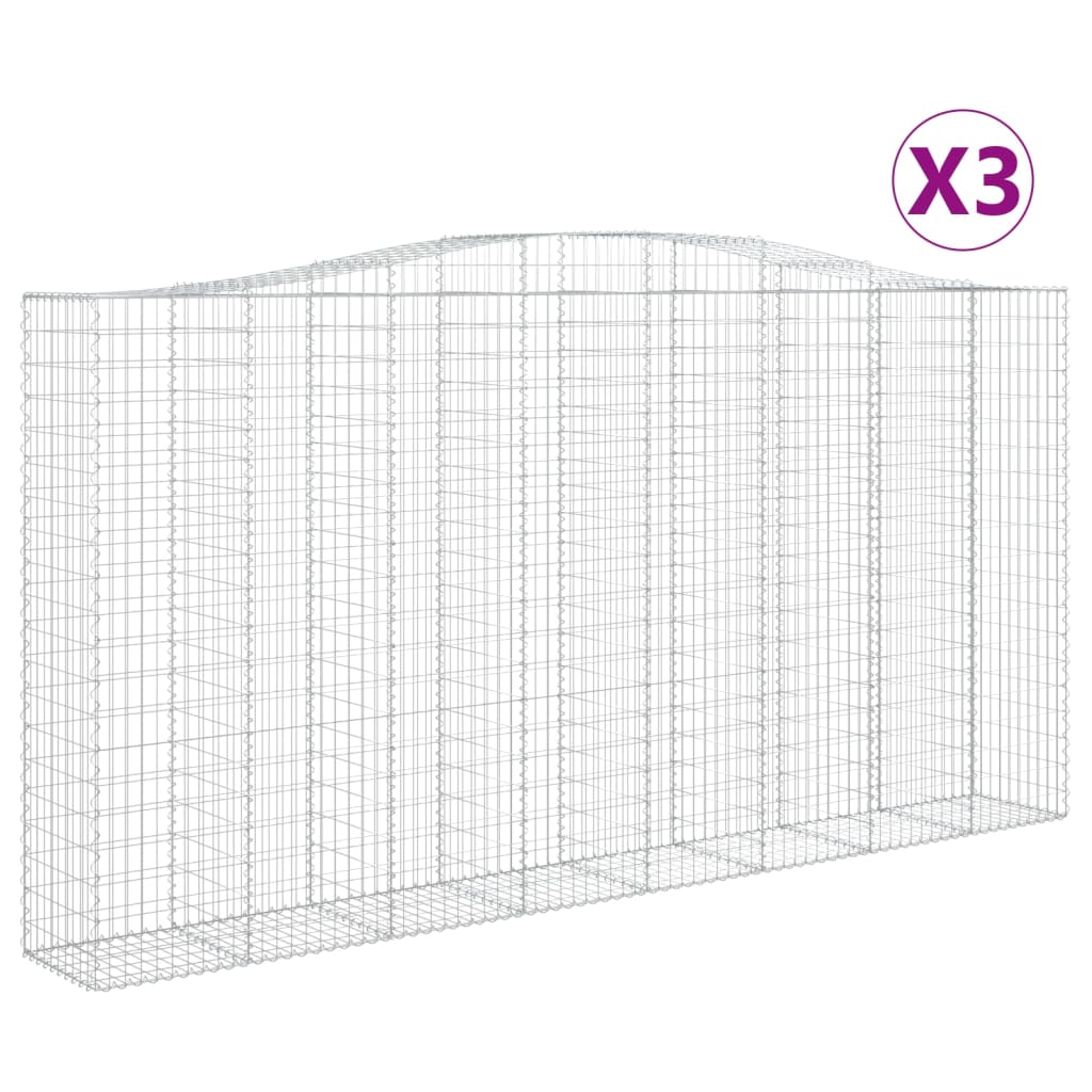 vidaXL Lučne gabionske košare 3 kom 400x50x200/220cm pocinčano željezo