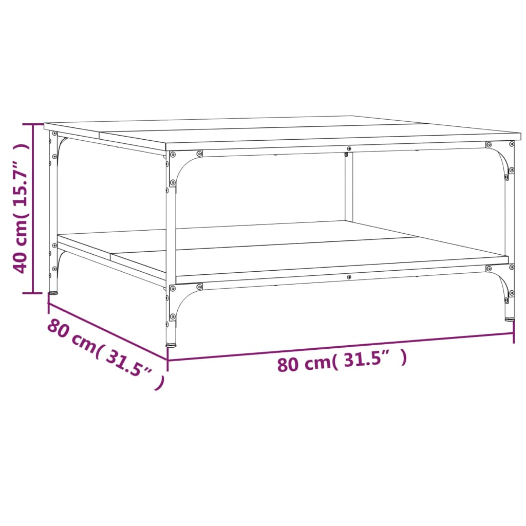 vidaXL Stolić za kavu crni 80 x 80 x 40 cm od konstruiranog drva