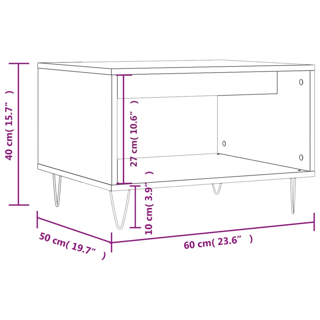 vidaXL Stolić za kavu crni 60 x 50 x 40 cm od konstruiranog drva