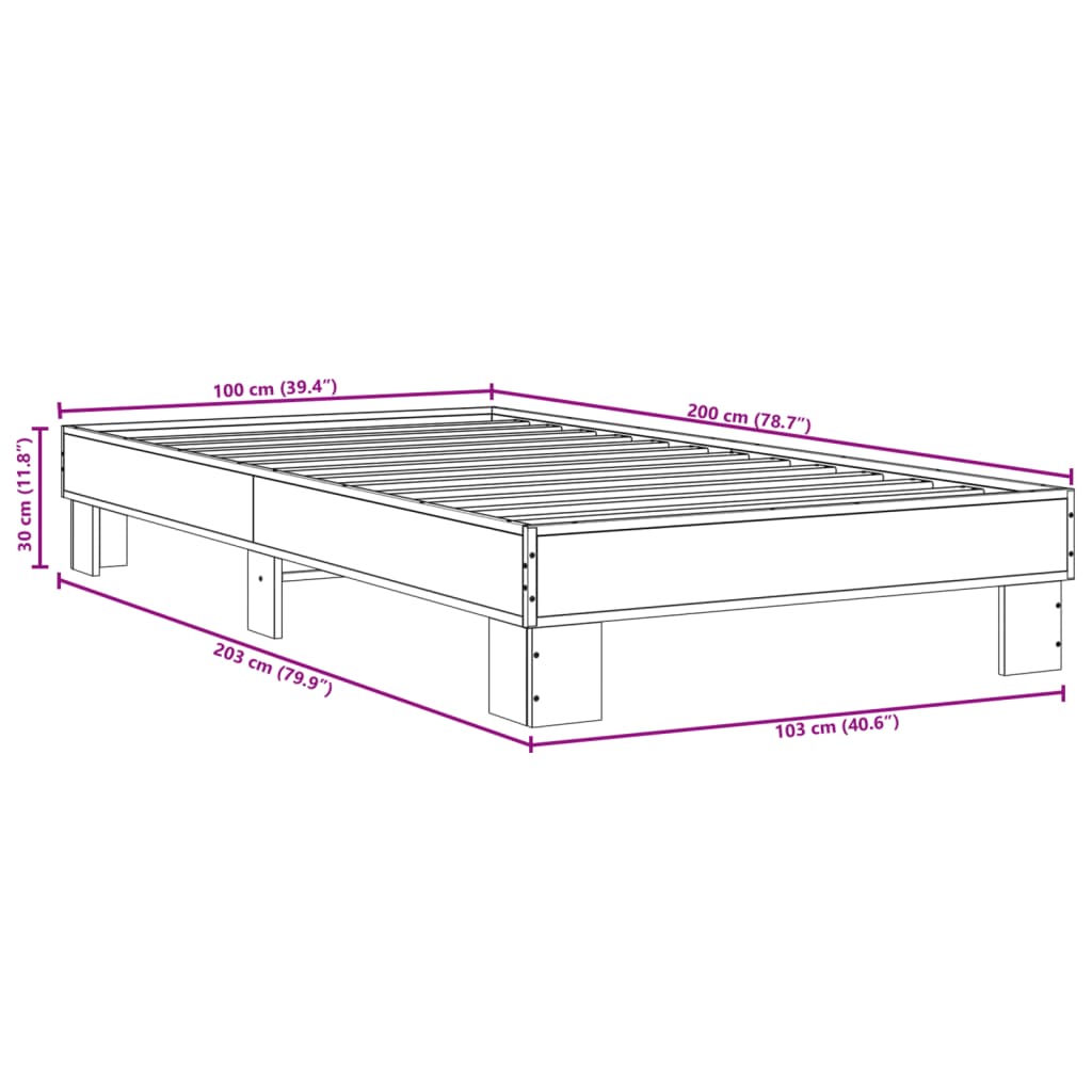 vidaXL Okvir za krevet boja hrasta 120x200cm konstruirano drvo i metal