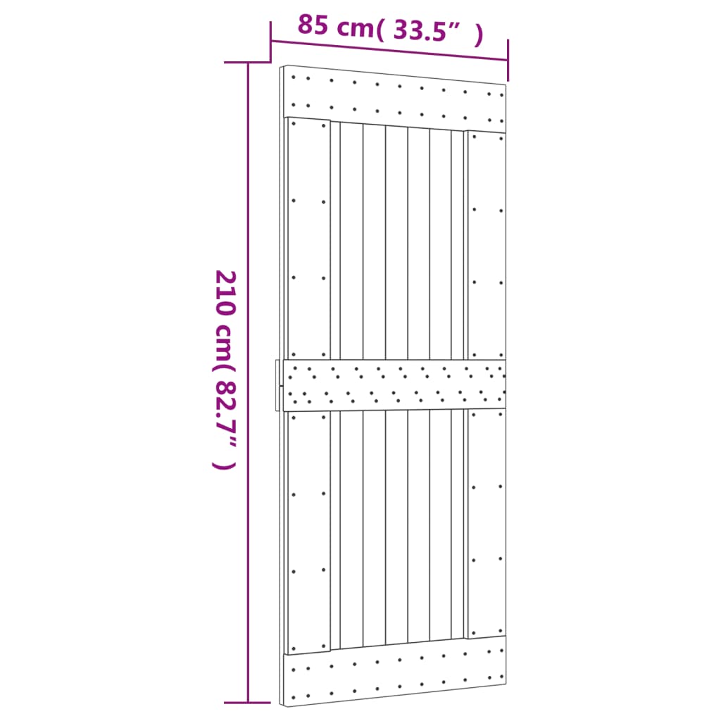 vidaXL Klizna vrata s priborom za montažu 85 x 210 cm masivna borovina