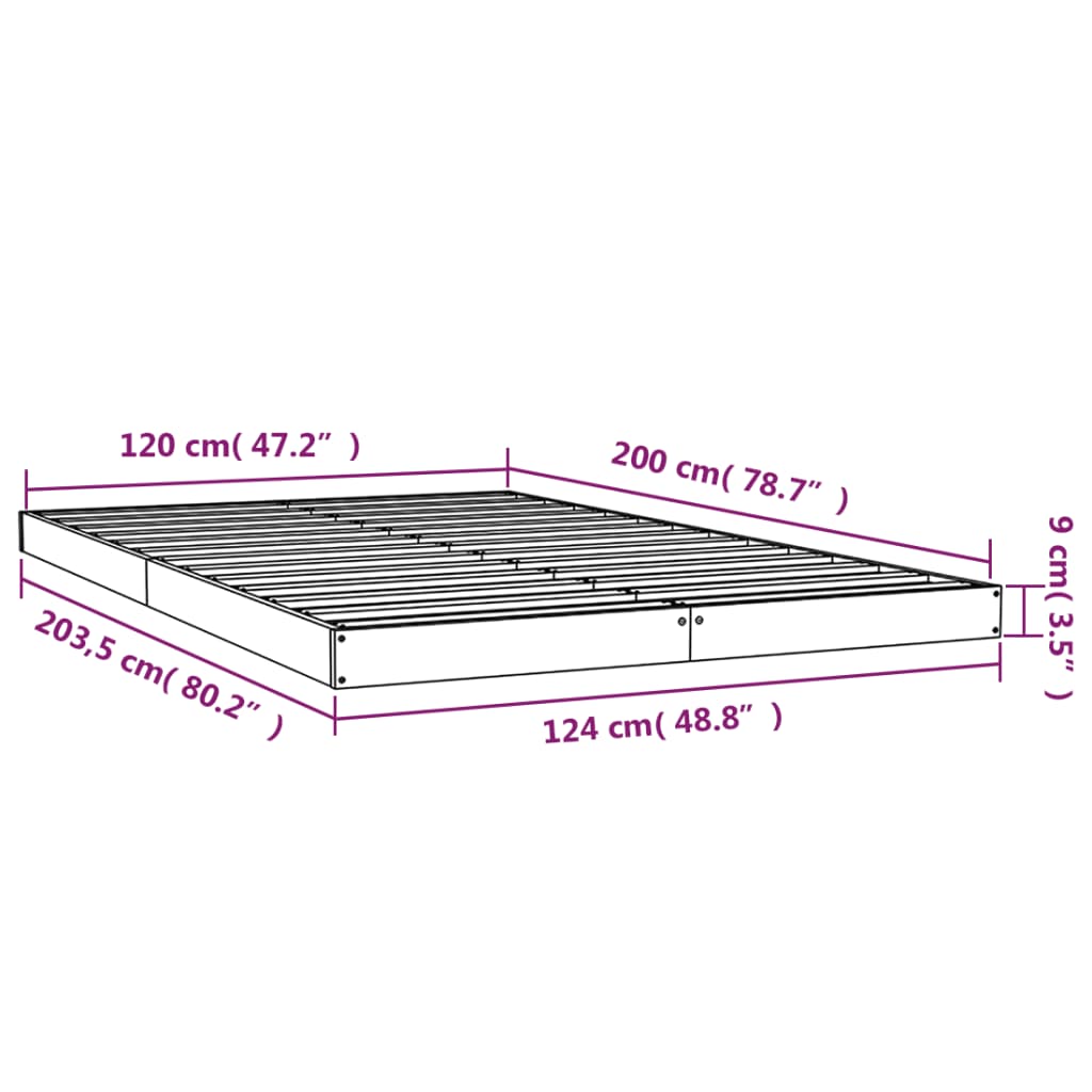 vidaXL Okvir za krevet smeđi boja meda 120x200 cm od masivne borovine