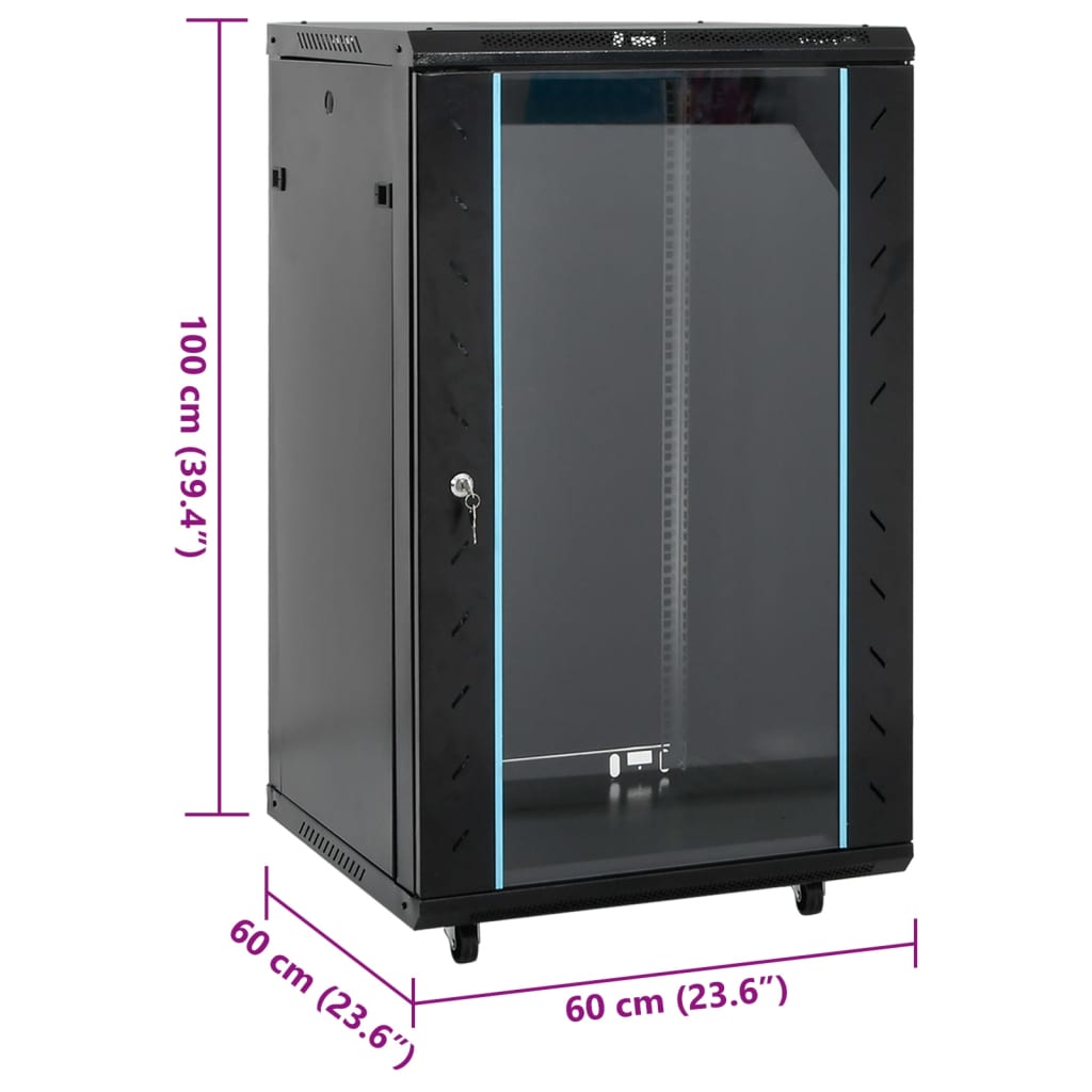 vidaXL Komunikacijski ormarić 18U 19" IP20 crni 60 x 60 x 100 cm