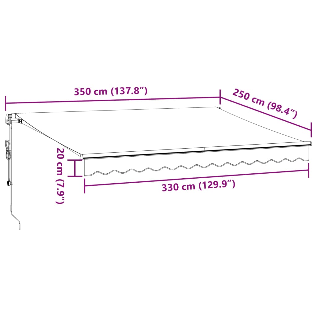 vidaXL Tenda na automatsko uvlačenje s LED bordo 350x250 cm