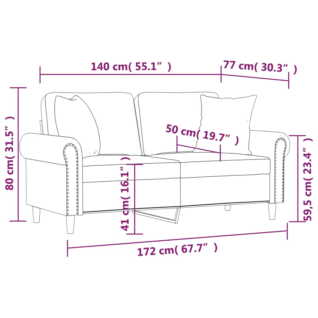 vidaXL Dvosjed s ukrasnim jastucima tamnosivi 140 cm baršunasti