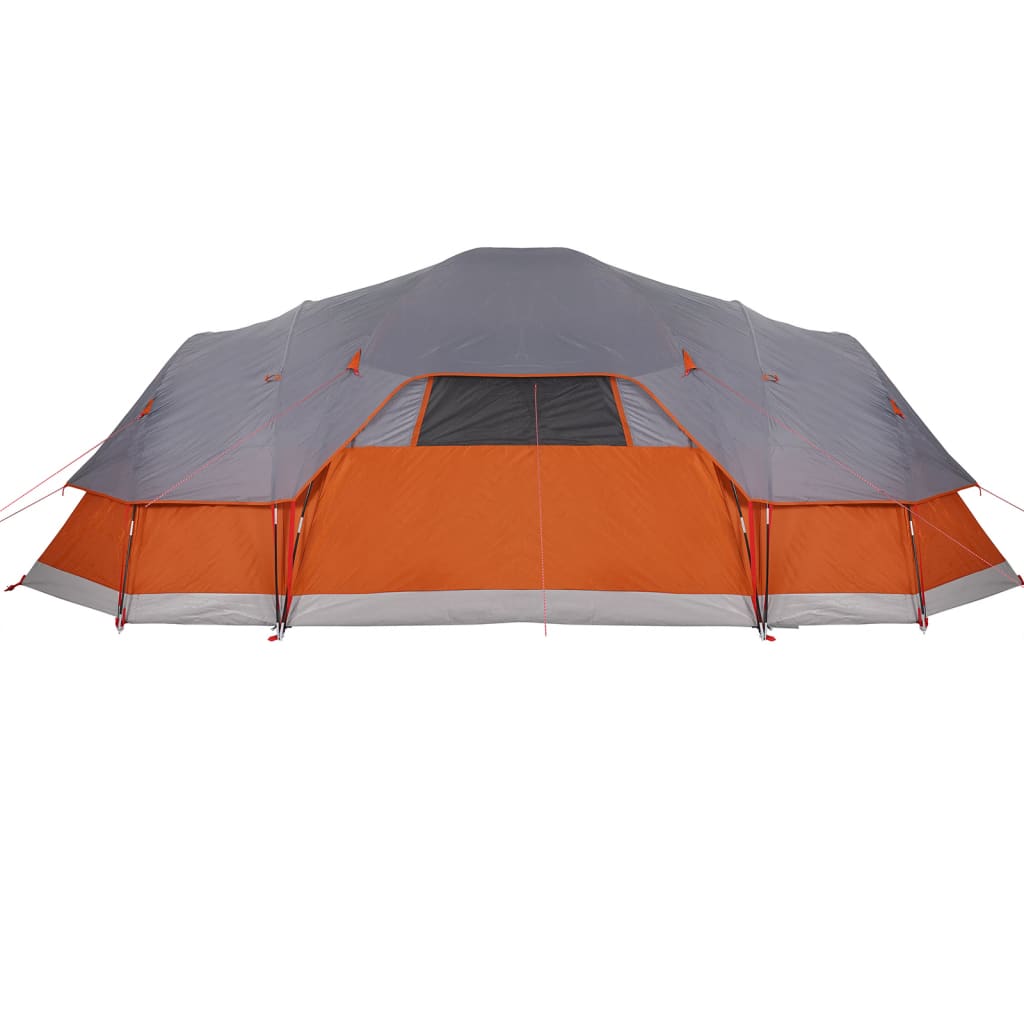 vidaXL Kupolasti obiteljski šator 11 osoba sivo-narančasti vodootporni