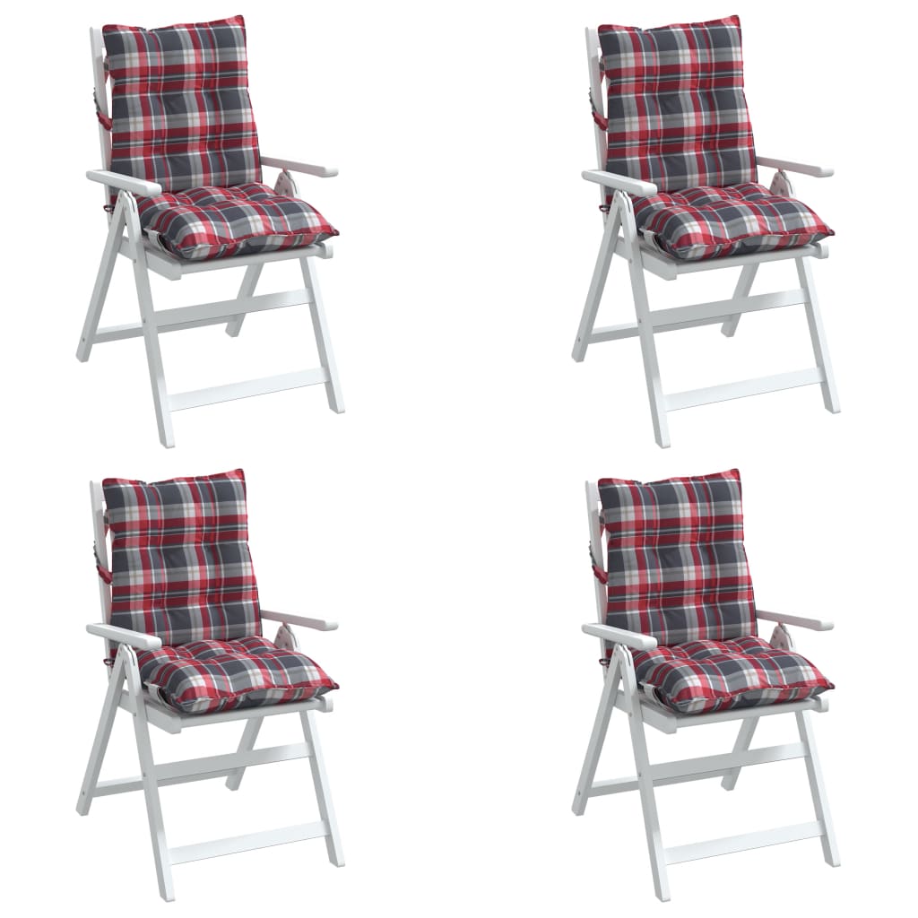 vidaXL Jastuci za stolicu niskog naslona 4 kom crveni karirani tkanina